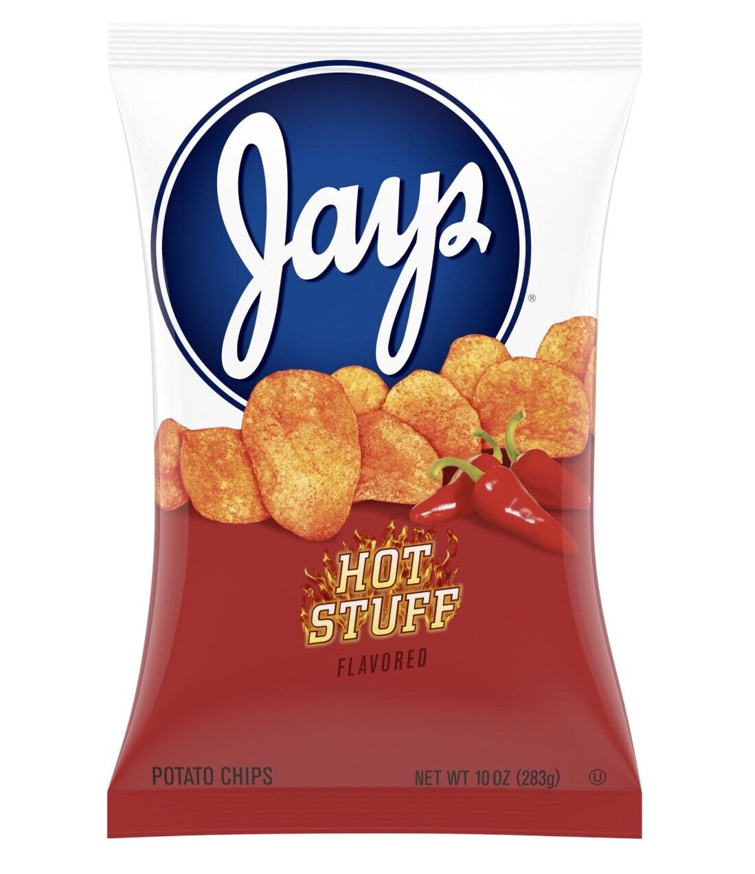 Jays Hot Stuff Potato Chips, Big Bags 8 Ounce 3 Pack A Chicago Classic.