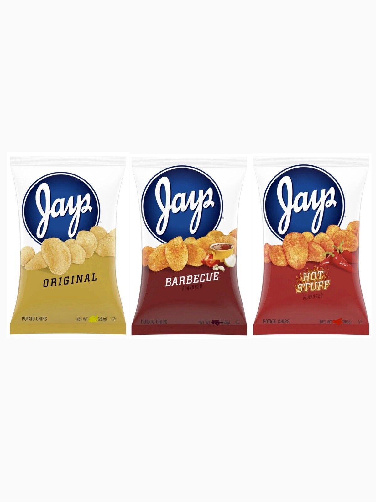 JAYS Chips 3 Pack BIG 10oz BAGS Original Hot Stuff BBQ NEW SEALED