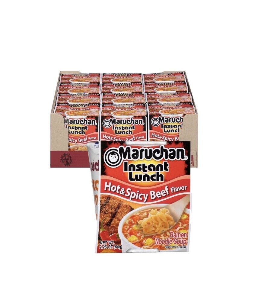 Maruchan Instant Lunch Hot & Spicy Beef, 2.25 Oz, Pack of 12