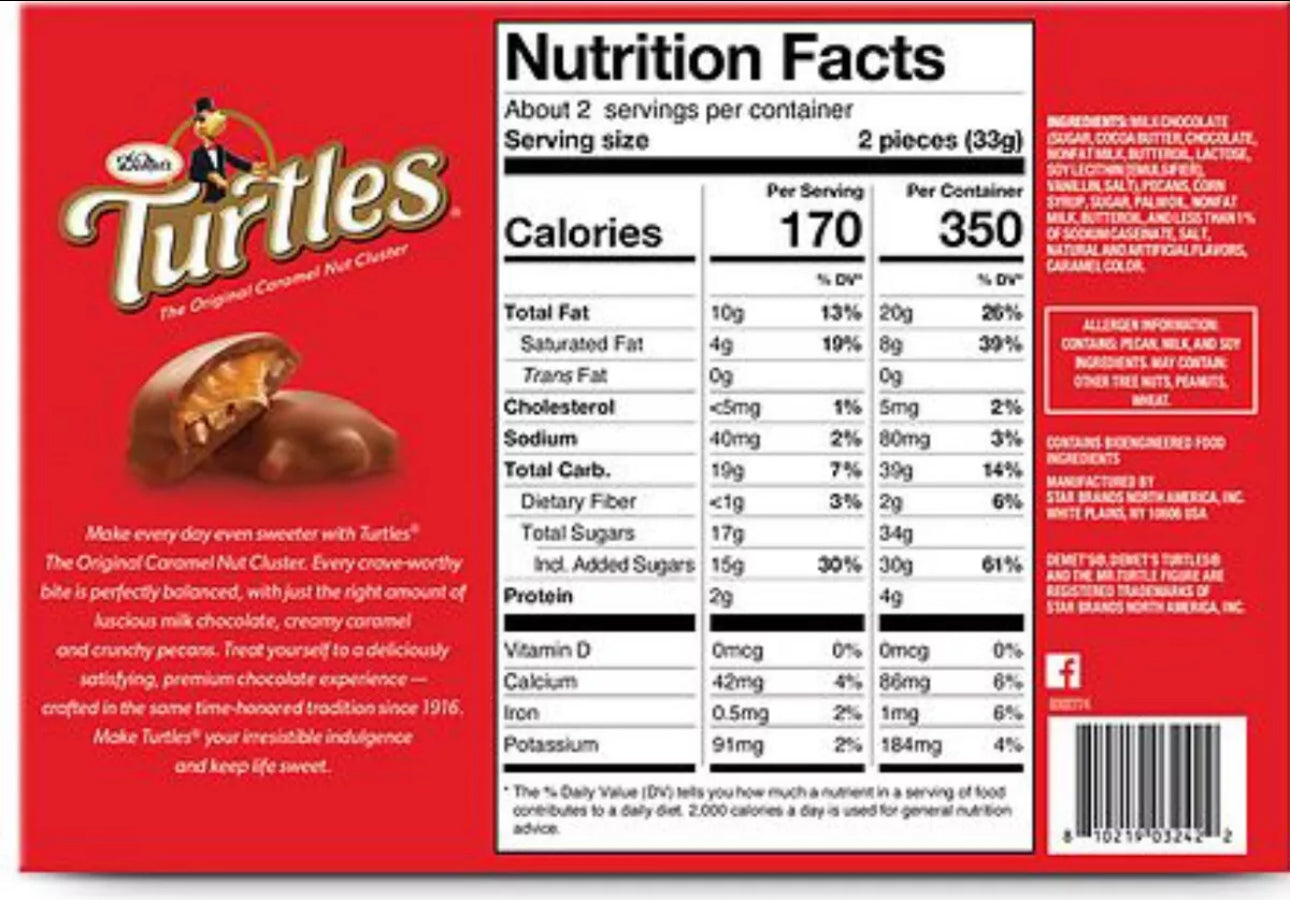 Demet’s Turtles 2.3oz Gift Box The Original Nut Cluster
