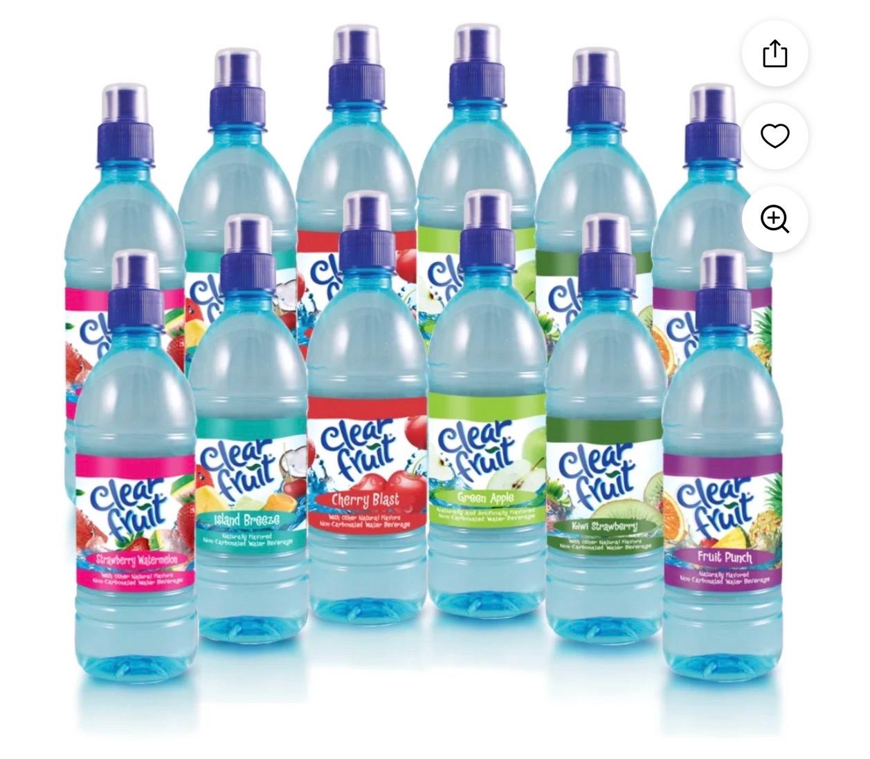 Clear Fruit Water 12 Flavored Sport Bottle Drinks 16.9oz Each