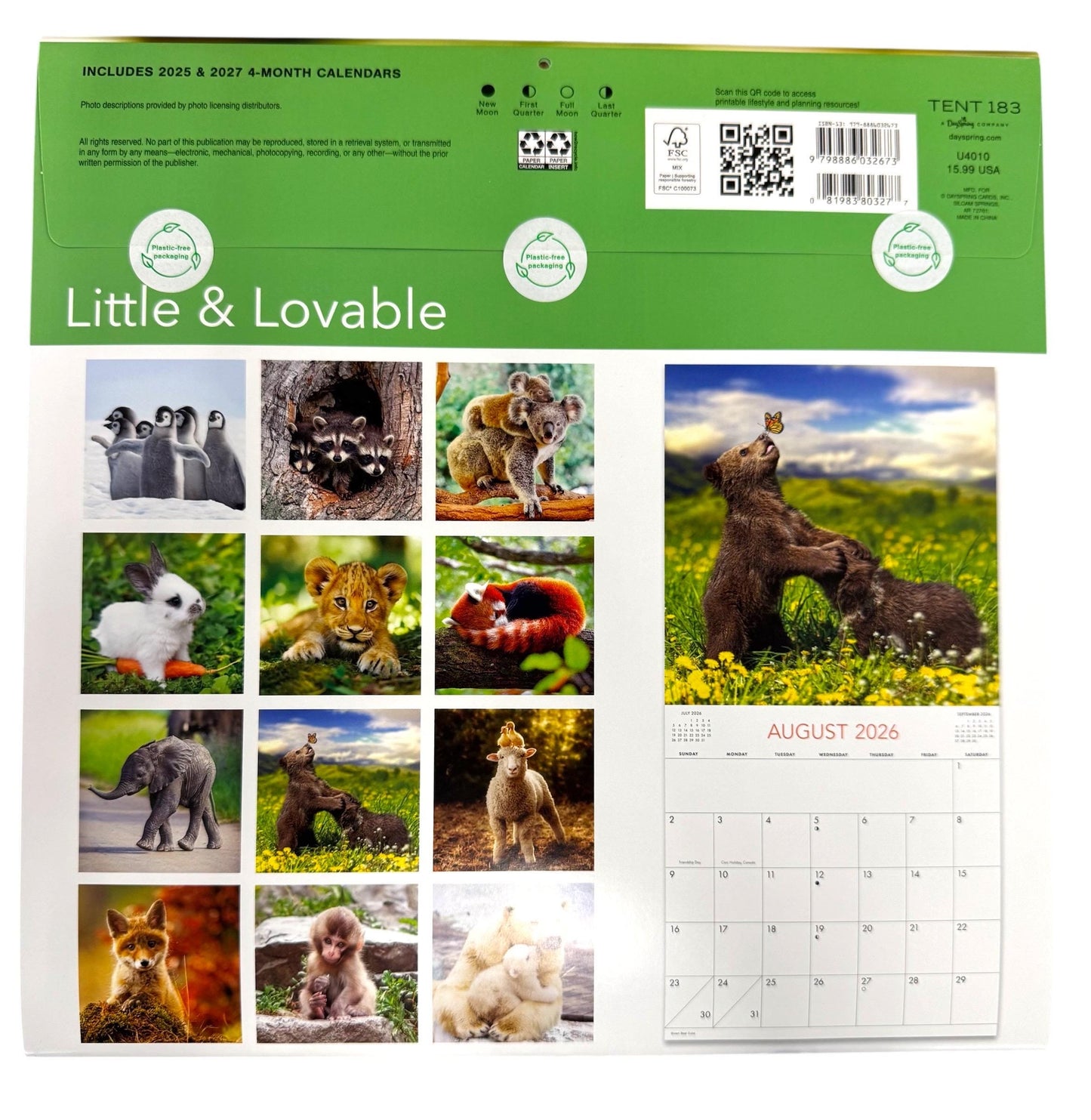 2026 LITTLE & LOVABLE 12” X 24” 16 Month Wall Calendar New Sealed