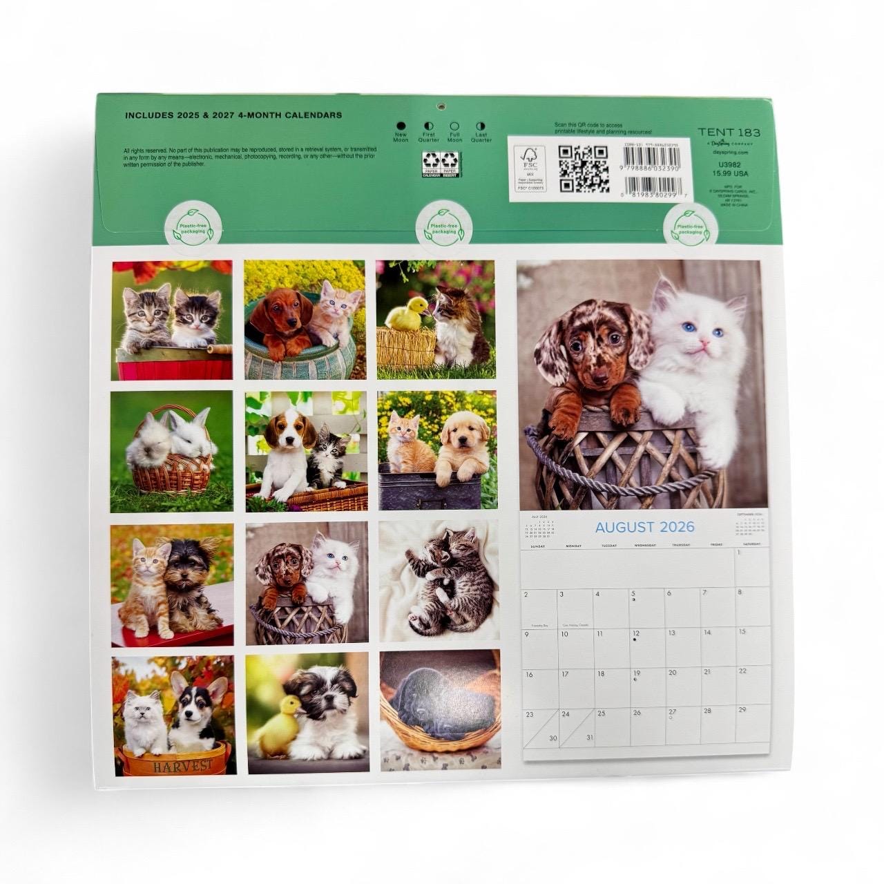 2026 BUDDIES (puppies & kittens) 12” X 24” 16 Month Wall Calendar New