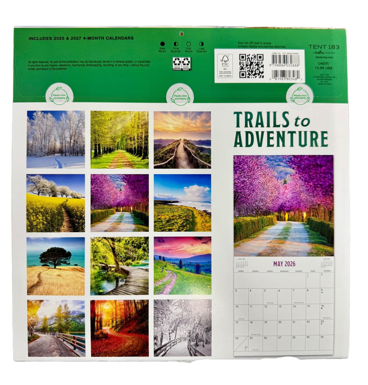 2026 TRAILS TO ADVENTURE 12” X 24” 16 Month Wall Calendar New Sealed