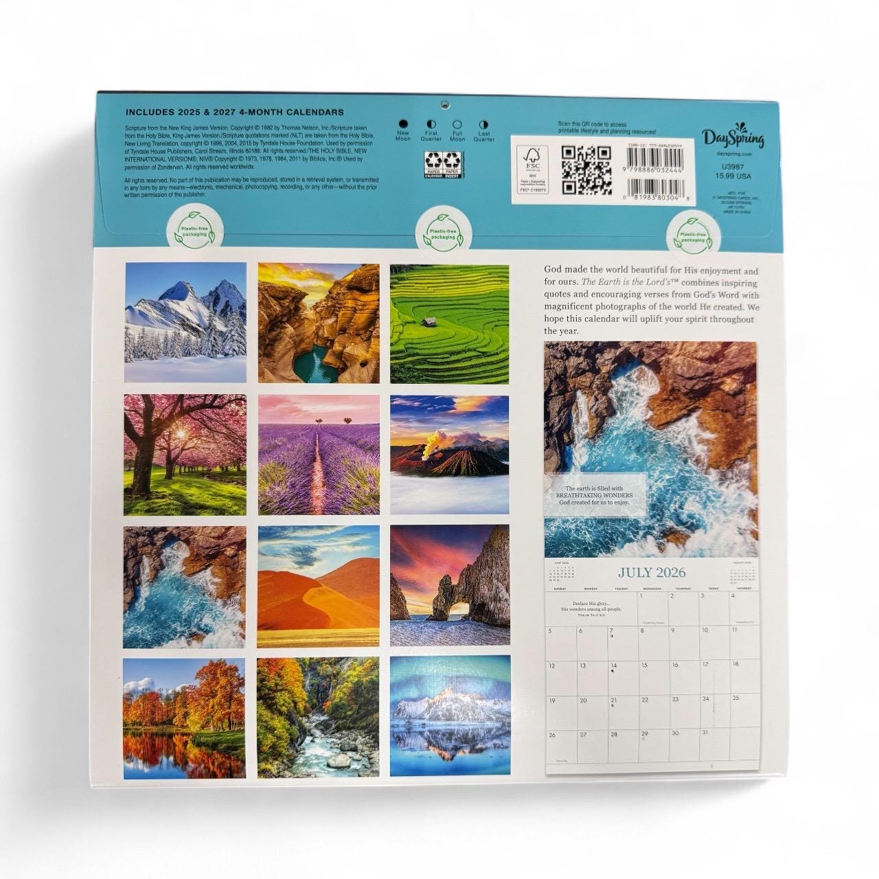 2026 THE EARTH Is the LORDS 12” X 24” 16 Month Wall Calendar