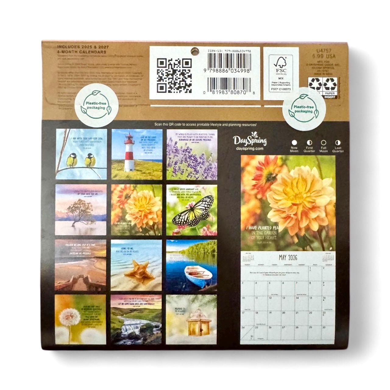 2026 Jesus Calling Mini 7x7” Spiritual 16 Month Wall Calendar NEW 7x14” Opened