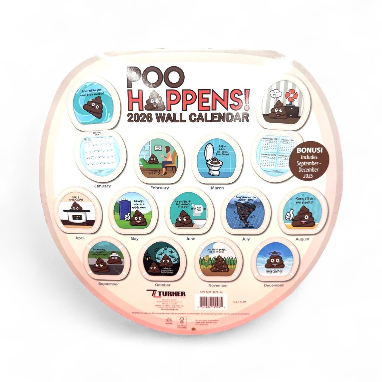 2026 POO HAPPENS 12” X 12” 16 Month Wall Calendar NEW 12”x24” Opened