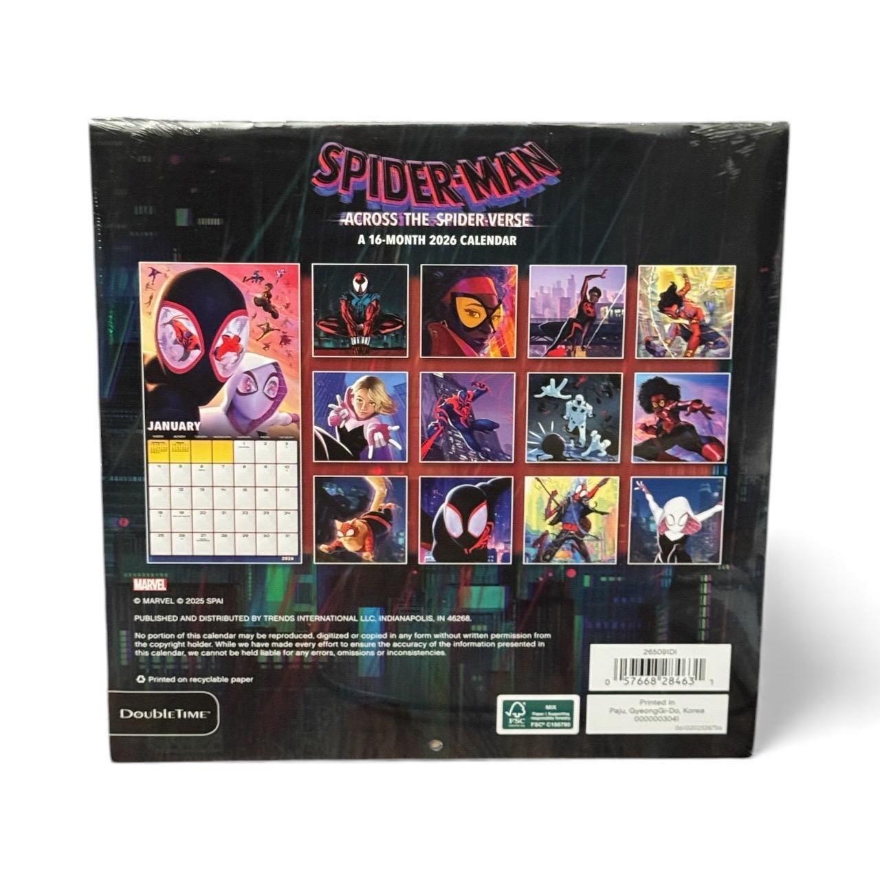 2026 Spider-man Across the Spiderverse 11” X 11” 16 Month Wall Calendar NEW 11”x22” Opened