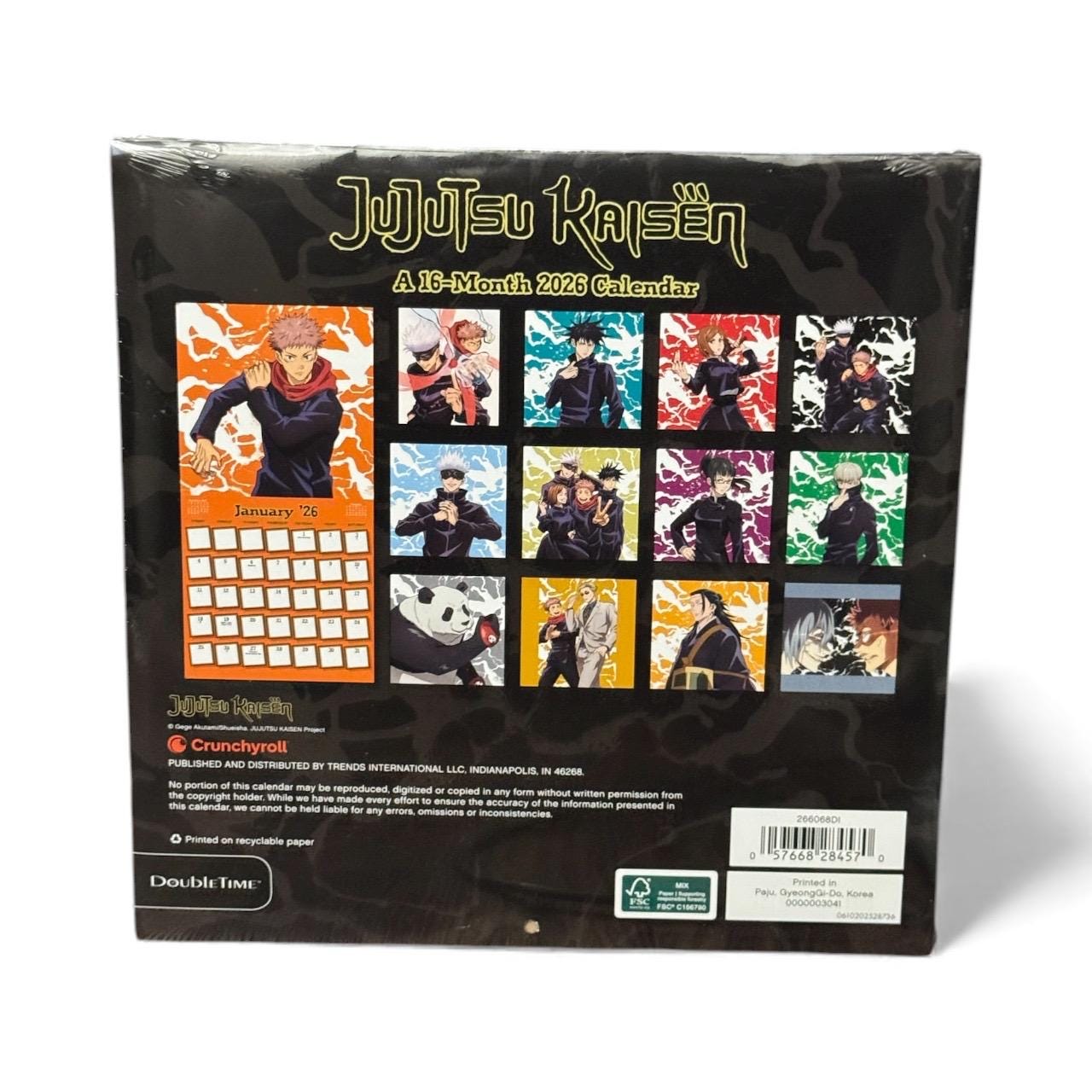 2026 JUJUTSU KAISEN 11” X 11”16 Month Wall Calendar 11” X 22” Open/ Anime