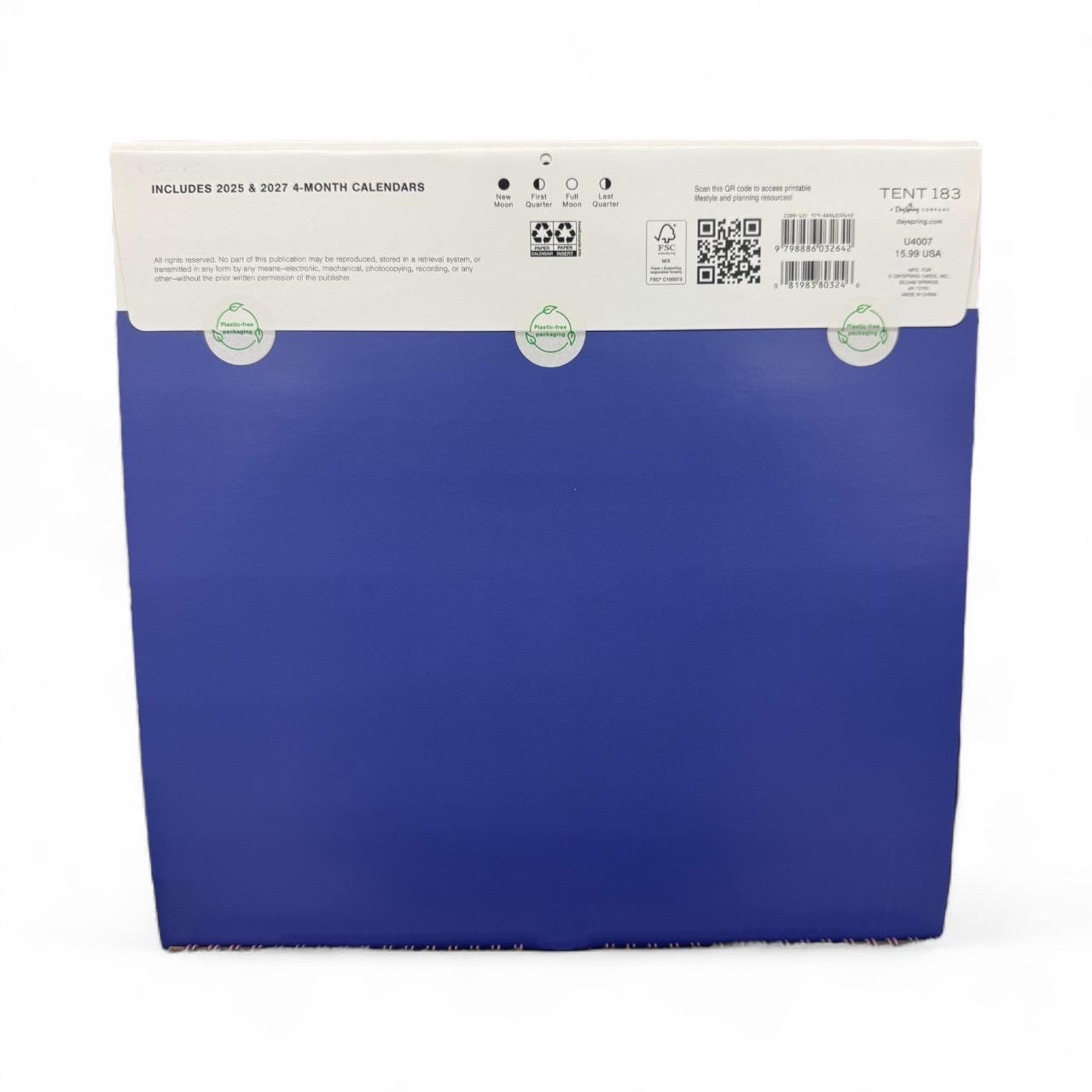 2026 LARGE GRID Perriwinkle 12” X 12” 16 Month Wall Calendar NEW 12”x24” Opened