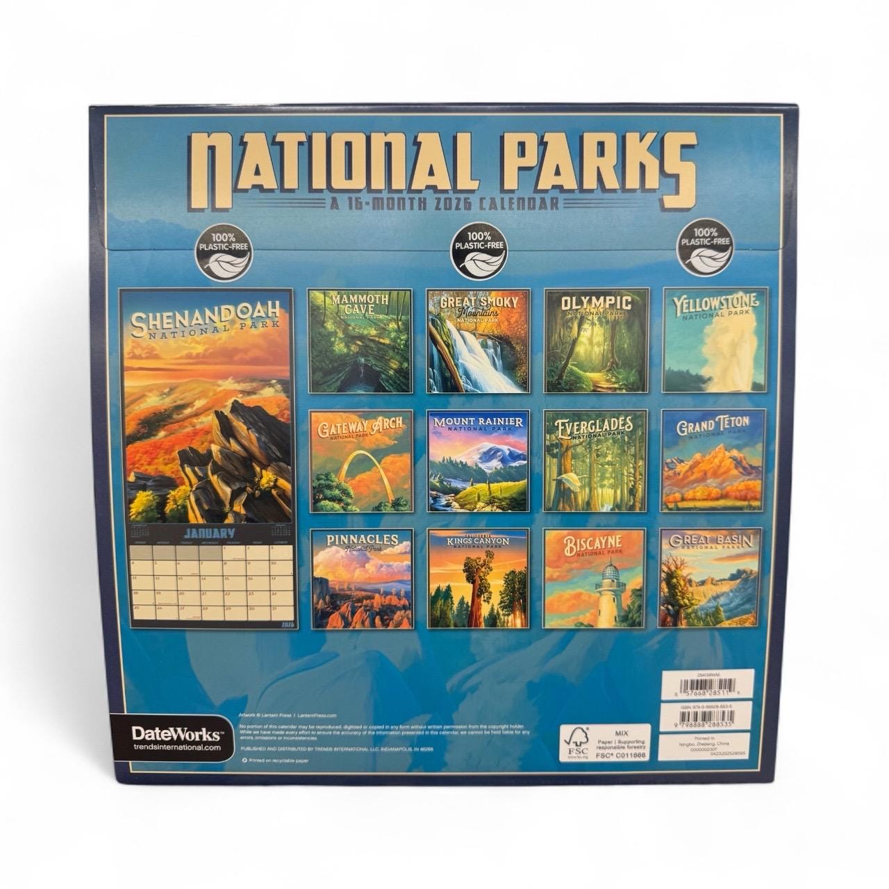 2026 NATIONAL PARKS Canvas 12” X 12” 16 Month Wall Calendar NEW 12”x24” Opened