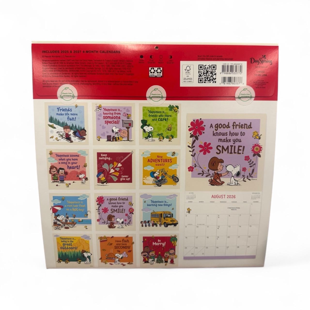 2026 PEANUTS Snoopy 12” X 12” 16 Month Wall Calendar NEW 12”x24” Opened