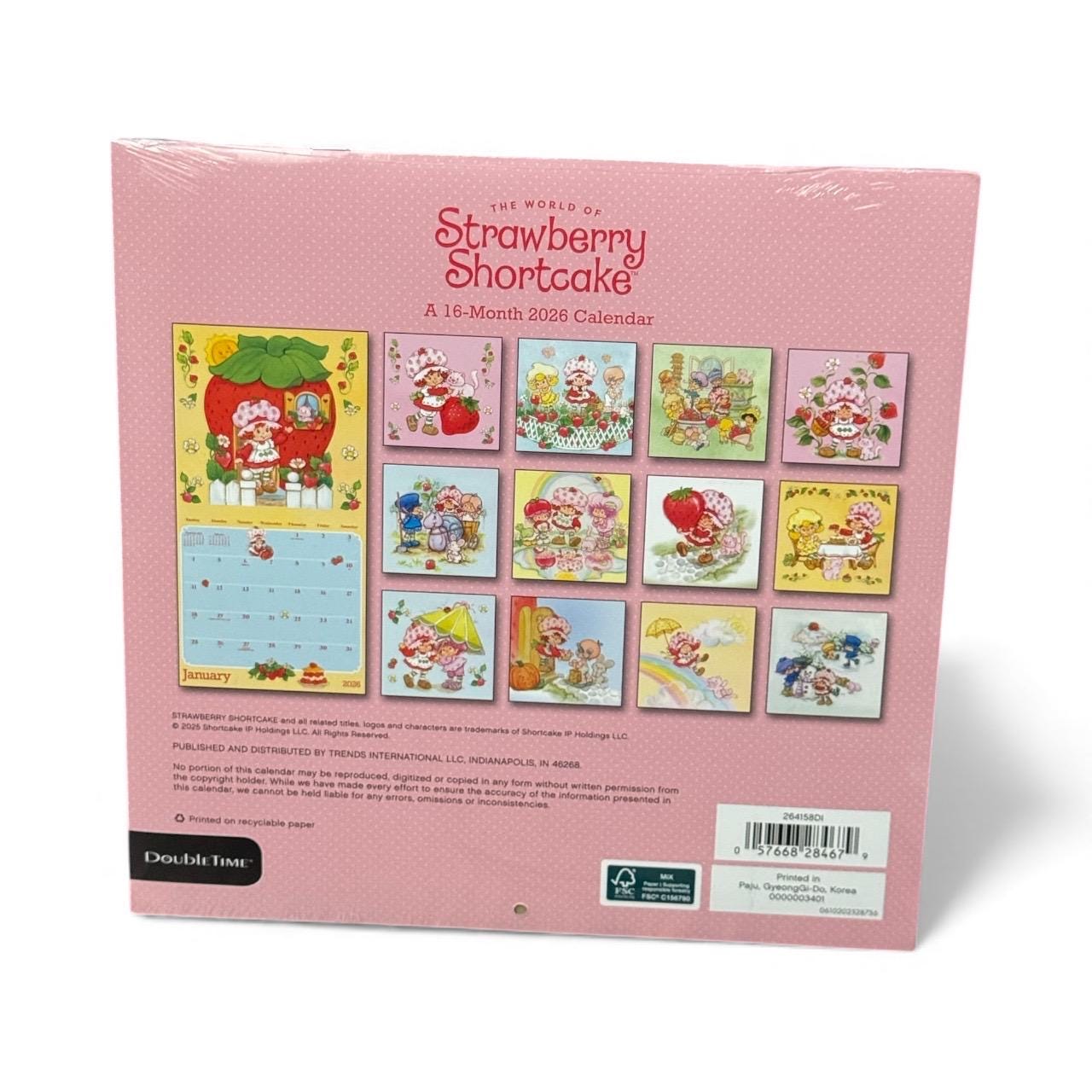2026 STRAWBERRY SHORTCAKE 11” X 11”16 Month Wall Calendar 11” X 22” Open