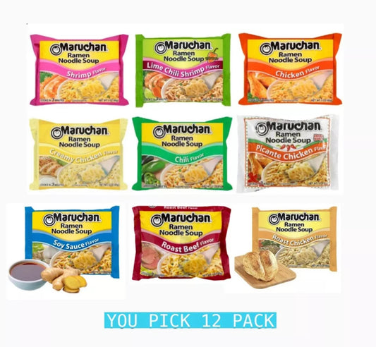 12 Bags Variety Pack Maruchan Ramen Noodle Soup 3oz ( Mix & Match Flavors! )