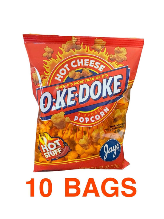 Jay’s OKE DOKE Hot Cheese Flavored Popcorn 10 .625 Bags
