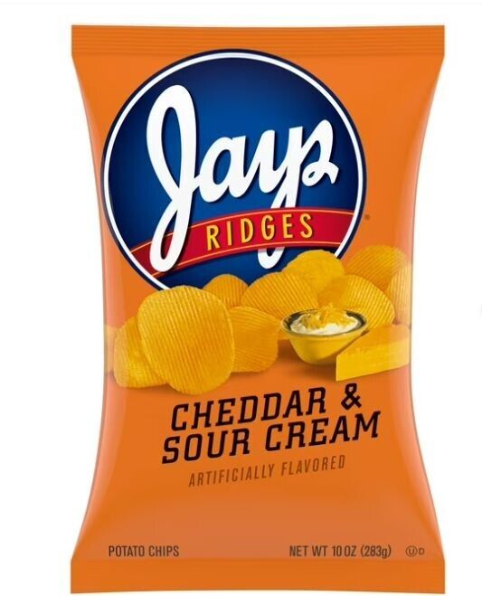 Jays Ridges Potato Chips, Cheddar and Sour Cream, 10 oz Bag