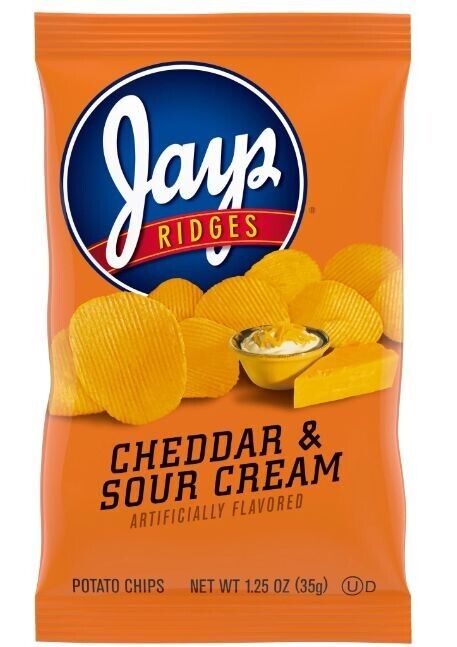 Jays Ridges Potato Chips, Cheddar and Sour Cream, 1.25 oz Bag