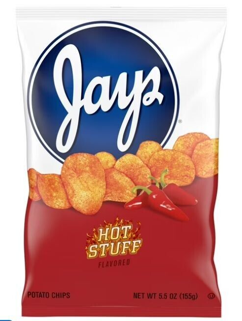 Jays Hot Stuff Potato Chips, 5.5 oz 5 Bags