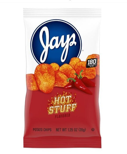 Jays Hot Stuff Potato Chips, 1.25 oz Snack Bag