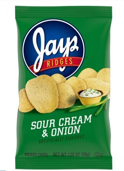 Jays Potato Chips, Ridges Sour Cream and Onion, 1.25 oz Snack Bag