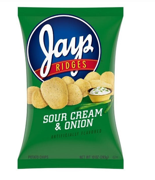 Jays Potato Chips, Sour Cream and Onion Ridges, 10 oz Bag