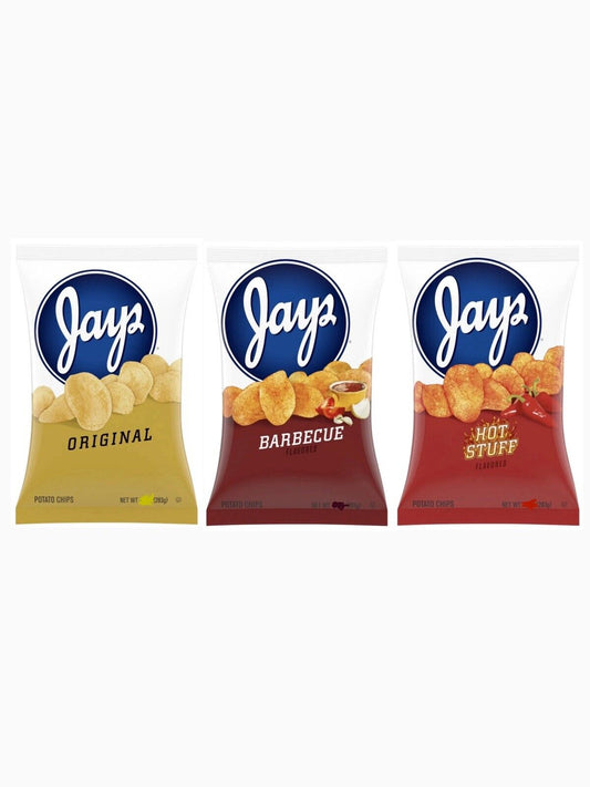 JAYS Chips 3 Pack BIG 10oz BAGS Original Hot Stuff BBQ NEW SEALED