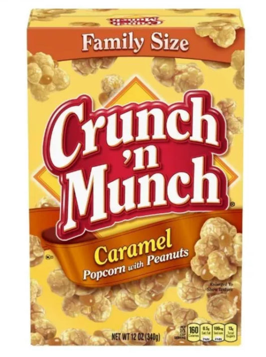 CRUNCH 'N MUNCH Caramel Popcorn with Peanuts, 12 oz. 2 Boxes