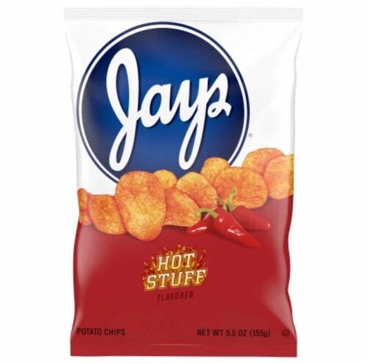 Jays Hot Stuff Potato Chips, Big Bags 5.5 Ounce 2 Pack A Chicago Classic.