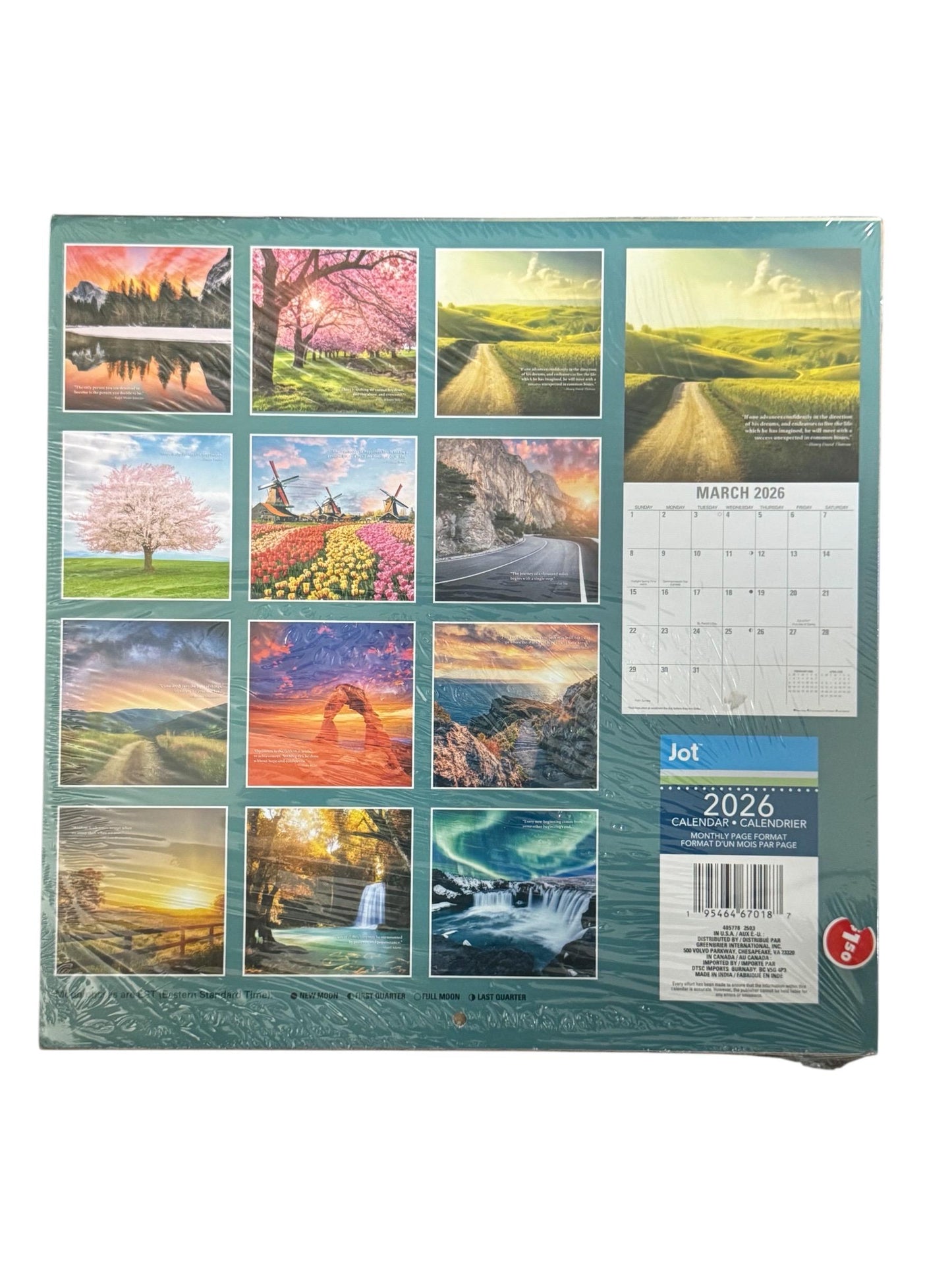 2026 INSPIRATIONAL QOUTES 12” X 24” & CALM 12 Month 6” X 12” Wall Calendars Pack