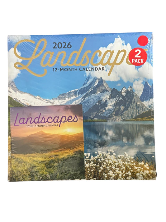 2026 LANDSCAPES 12” X 24” & Mini 12 Month 6” X 12” Wall Calendars Pack