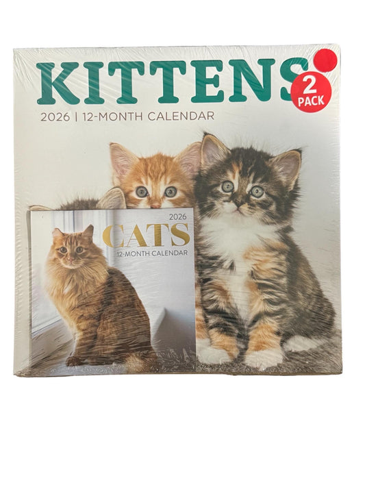 2026 Kittens & Cats Wall Calendars 2-Pack: Beach Theme