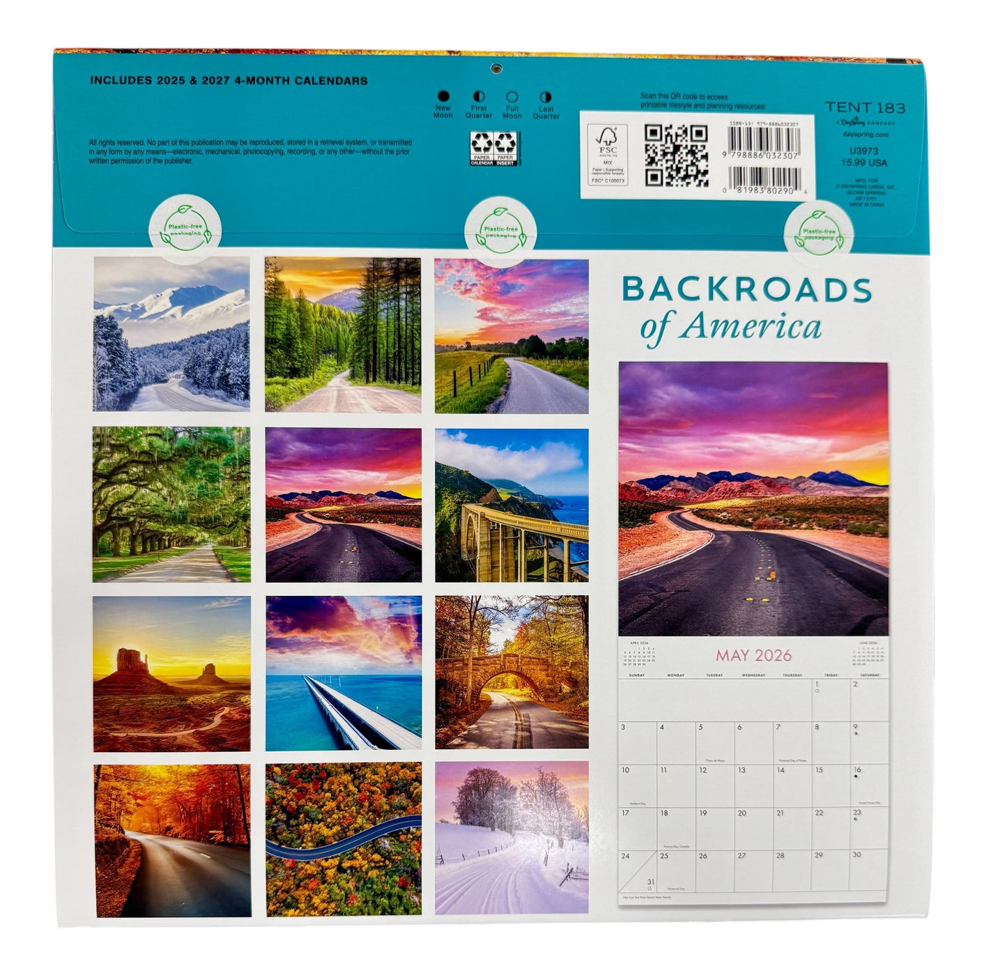 2026 BACKROADS OF AMERICA 12” X 24” 16 Month Wall Calendar New Sealed