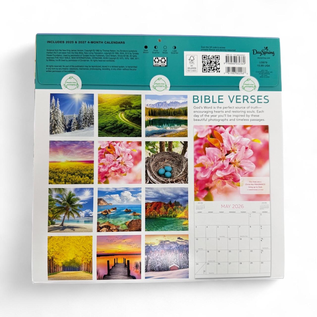 2026 BIBLE VERSES 12” X 24” 16 Month Wall Calendar New