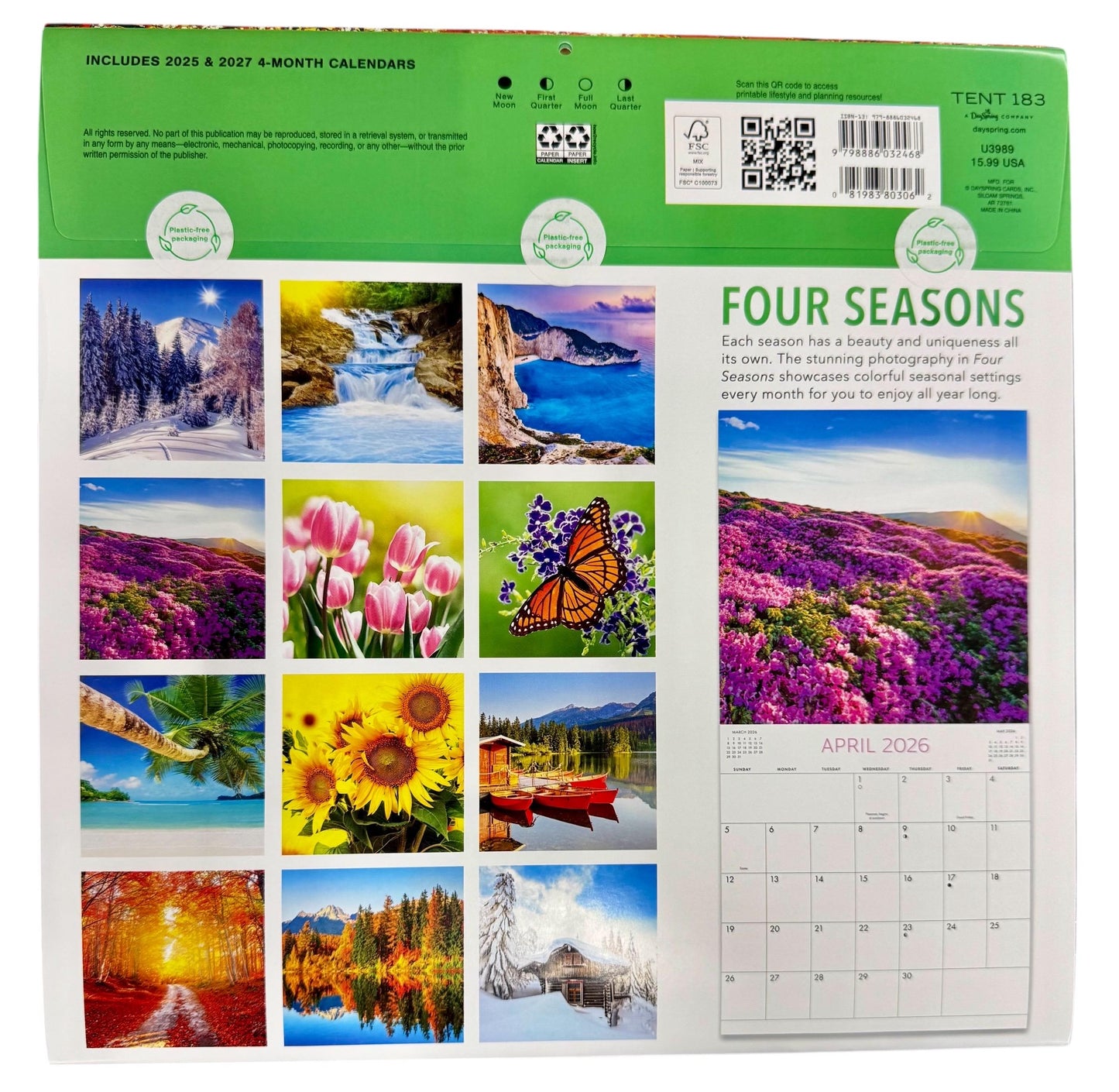 2026 FOUR SEASONS 12” X 24” 16 Month Wall Calendar New