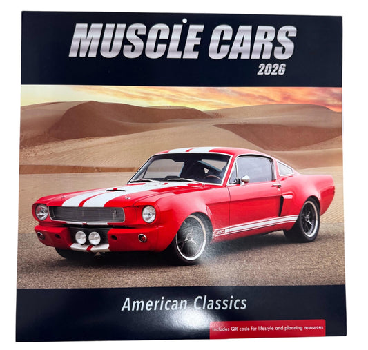 2026 AMERICAN MUSCLE CARS 12” X 24” 16 Month Wall Calendar New