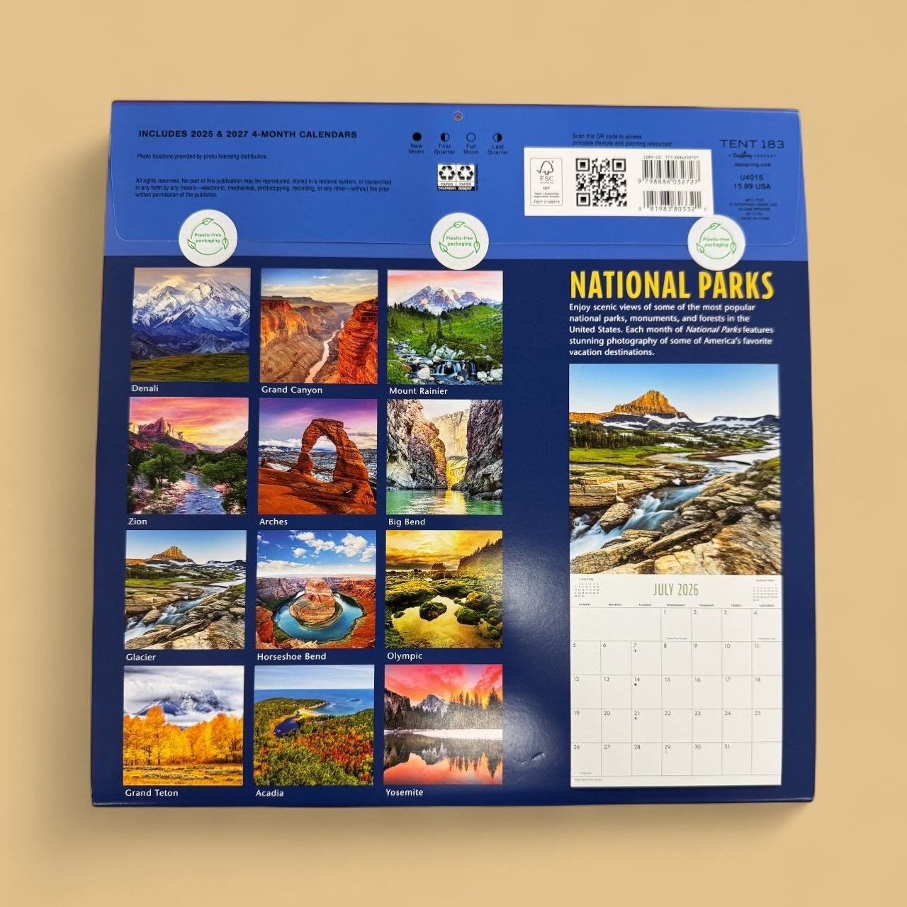 2026 NATIONAL PARKS 12” X 24” 16 Month Wall Calendar