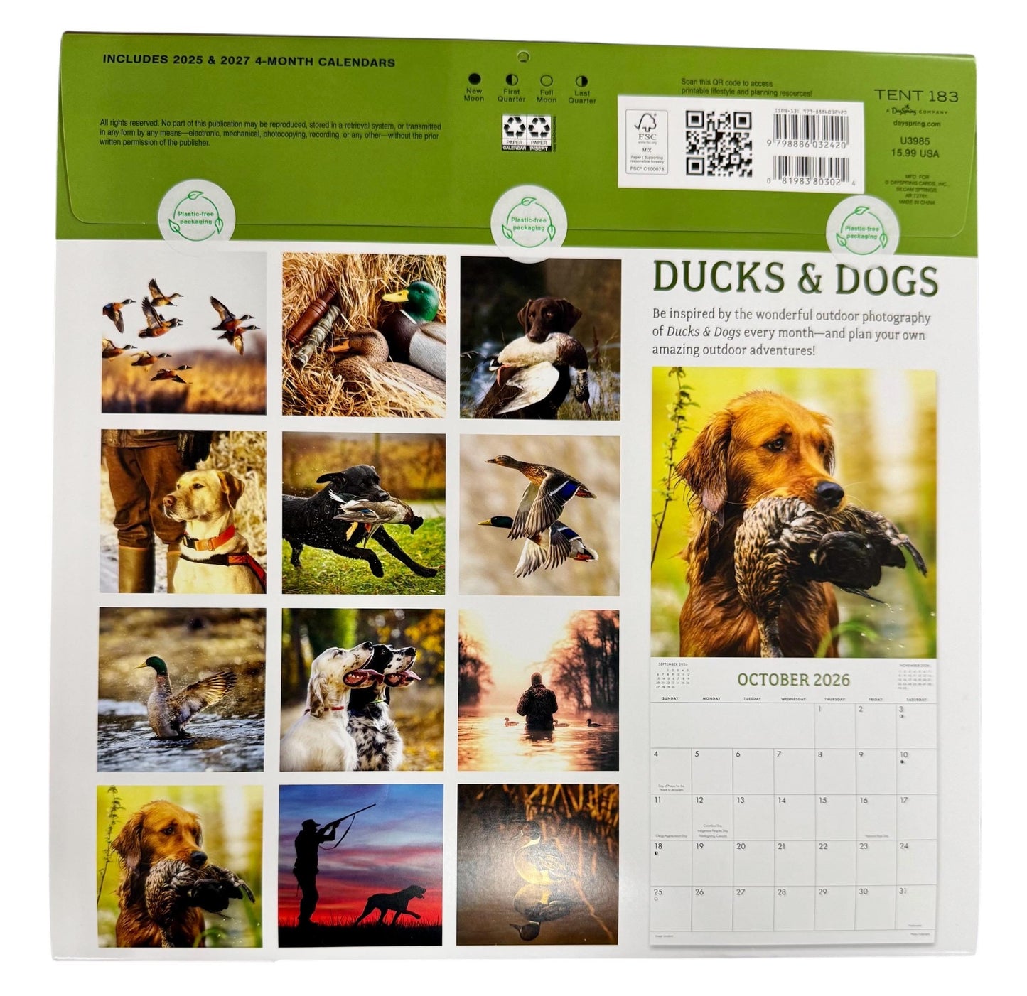 2026 DUCKS & DOGS 12” X 24” 16 Month Wall Calendar New