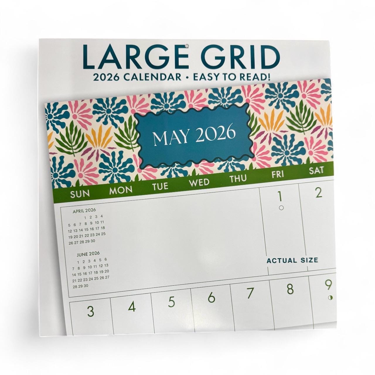 2026 LARGE GRID FLORAL 12” X 24” 16 Month Wall Calendar New Sealed