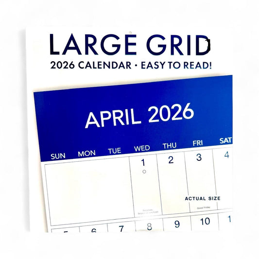 2026 LARGE GRID Blue 12” X 24” 16 Month Wall Calendar New Sealed