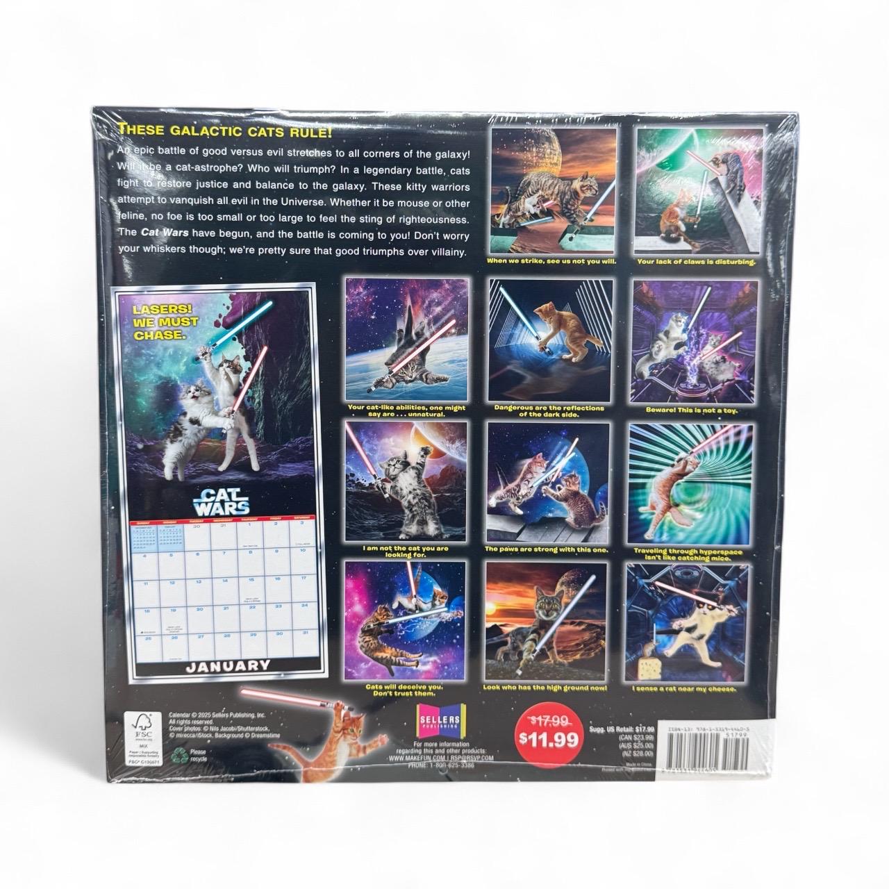2026 CAT WARS 12” X 24” 16 Month Wall Calendar NEW (Star Wars Spoof)