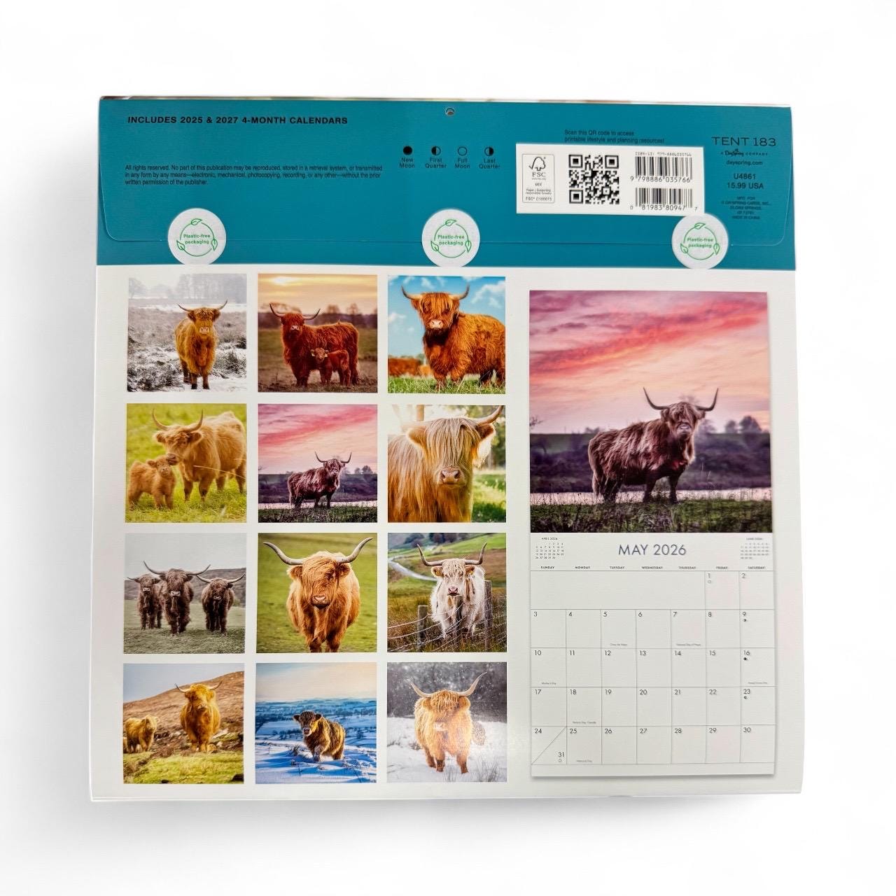 2026 HIGHLAND COWS  12” X 24” 16 Month Wall Calendar New