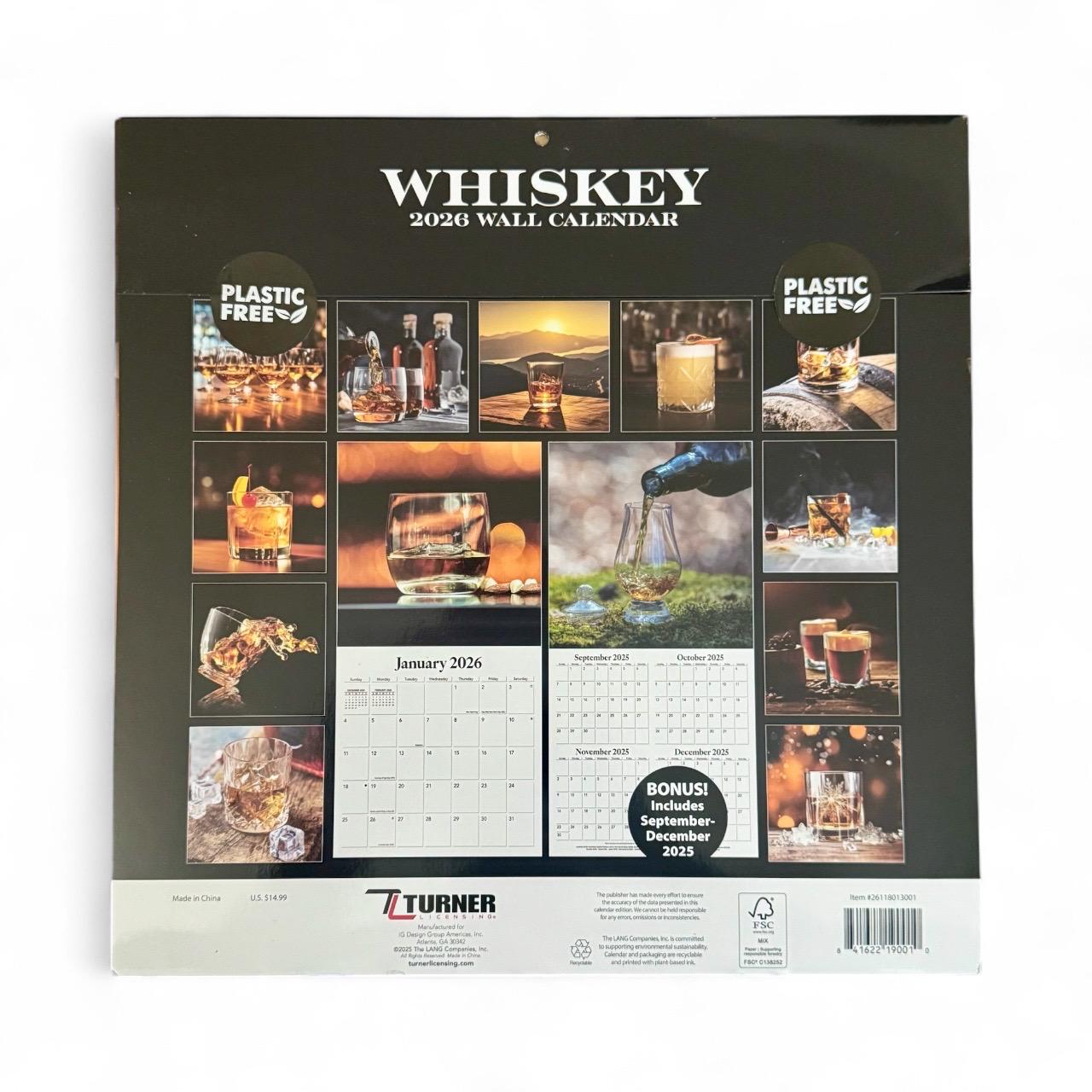 2026 WHISKEY 12” X 24” 16 Month Wall Calendar New Sealed