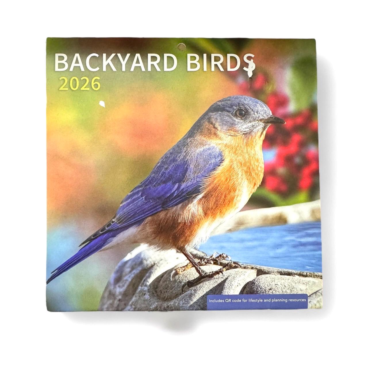 2026 BACKYARD BIRDS Mini 7x7” 16 Month Wall Calendar NEW 7x14” Opened