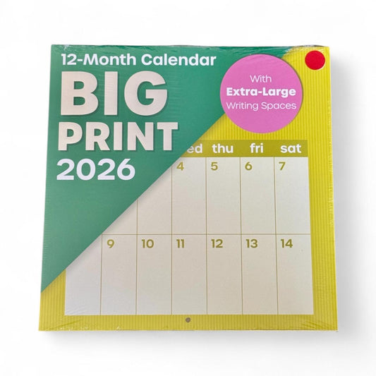 2026 BIG PRINT Green/Yellow Cover 12” X 24” 12 Month Wall Calendar New Sealed