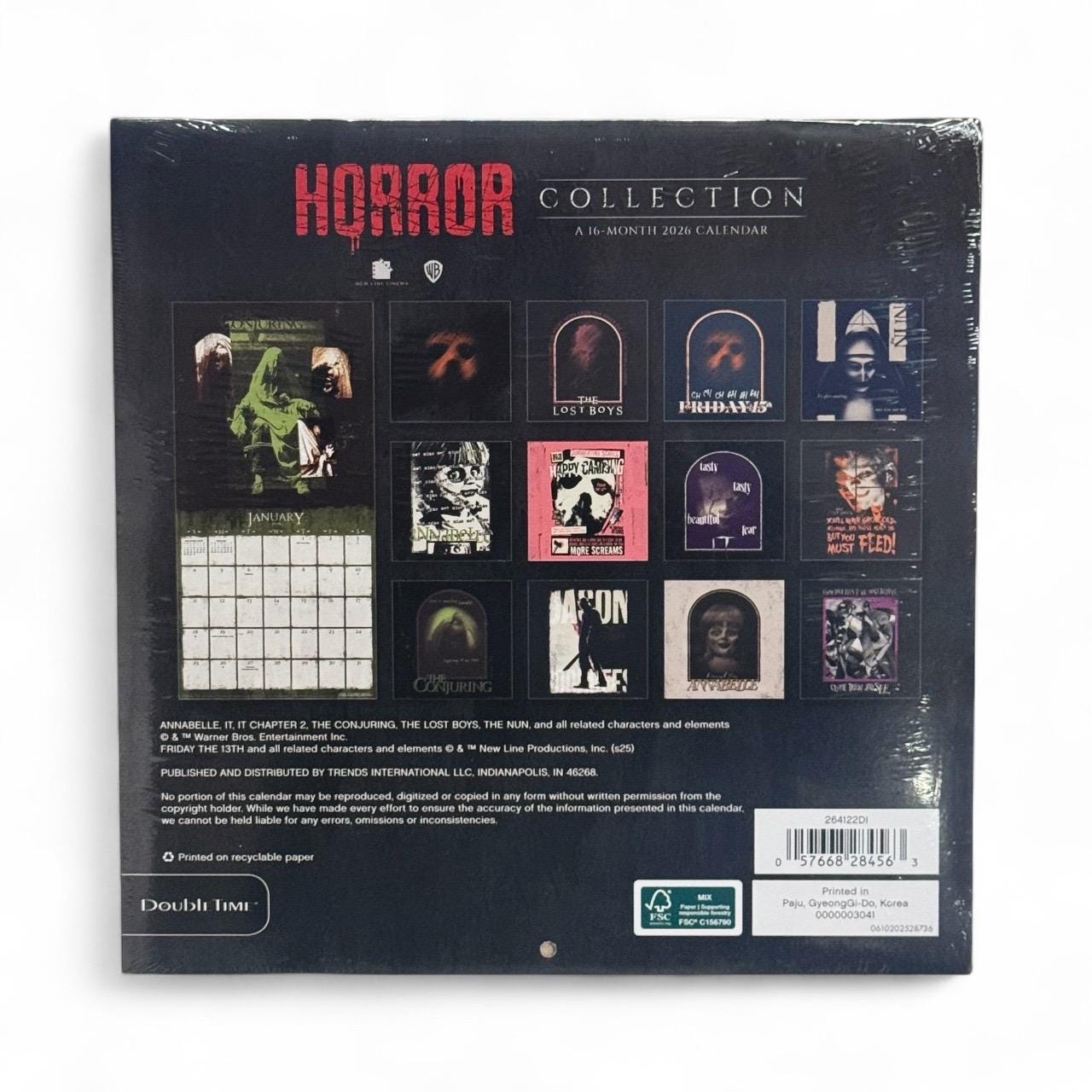 2026 Horror Movies Wall Calendar, 16-Month 12"x12"