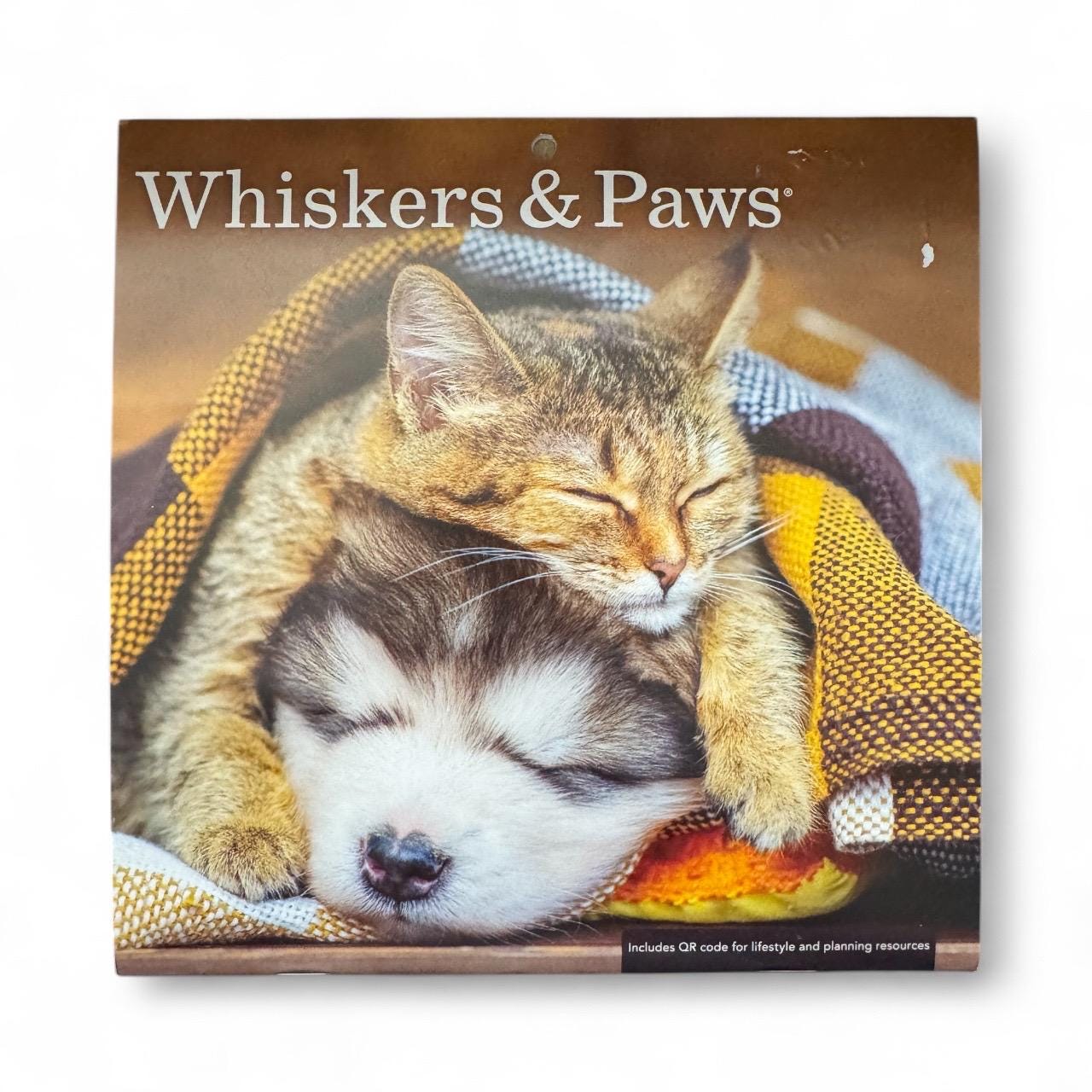 2026 WHISKERS & PAWS Mini 7x7” 16 Month Wall Calendar NEW 7x14” Opened-cats/dogs