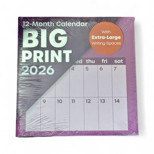 2026 BIG PRINT Purple 12” X 24” 12 Month Wall Calendar New 12x12” Closed