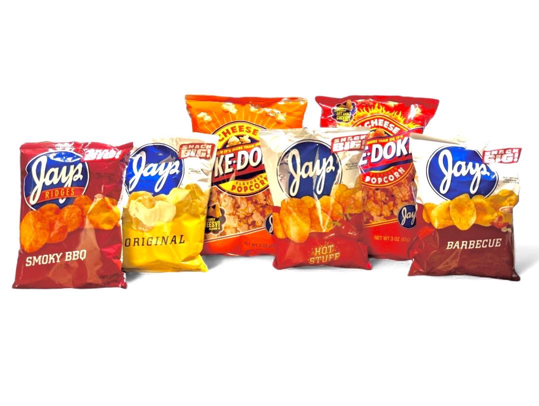 Jays SNACK PACK 6 Variety Potato Chip Bags With Free Mystery Bag! 7 Bags