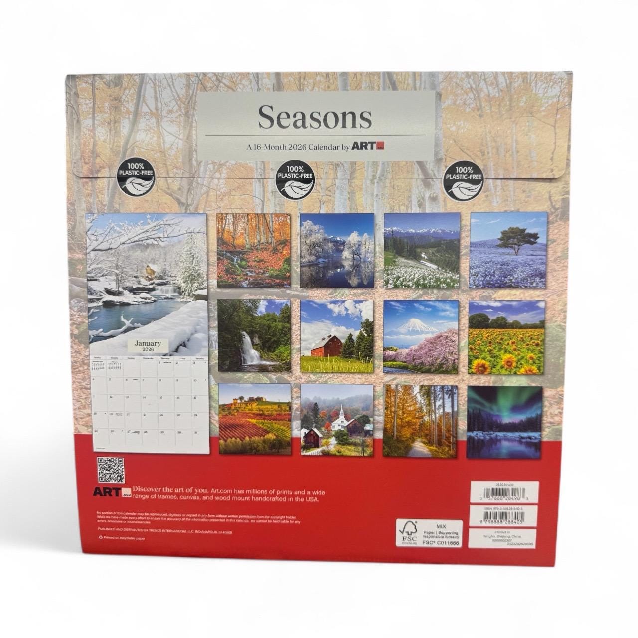 2026 SEASONS 12” X 12” 16 Month Wall Calendar NEW 12”x24” Opened