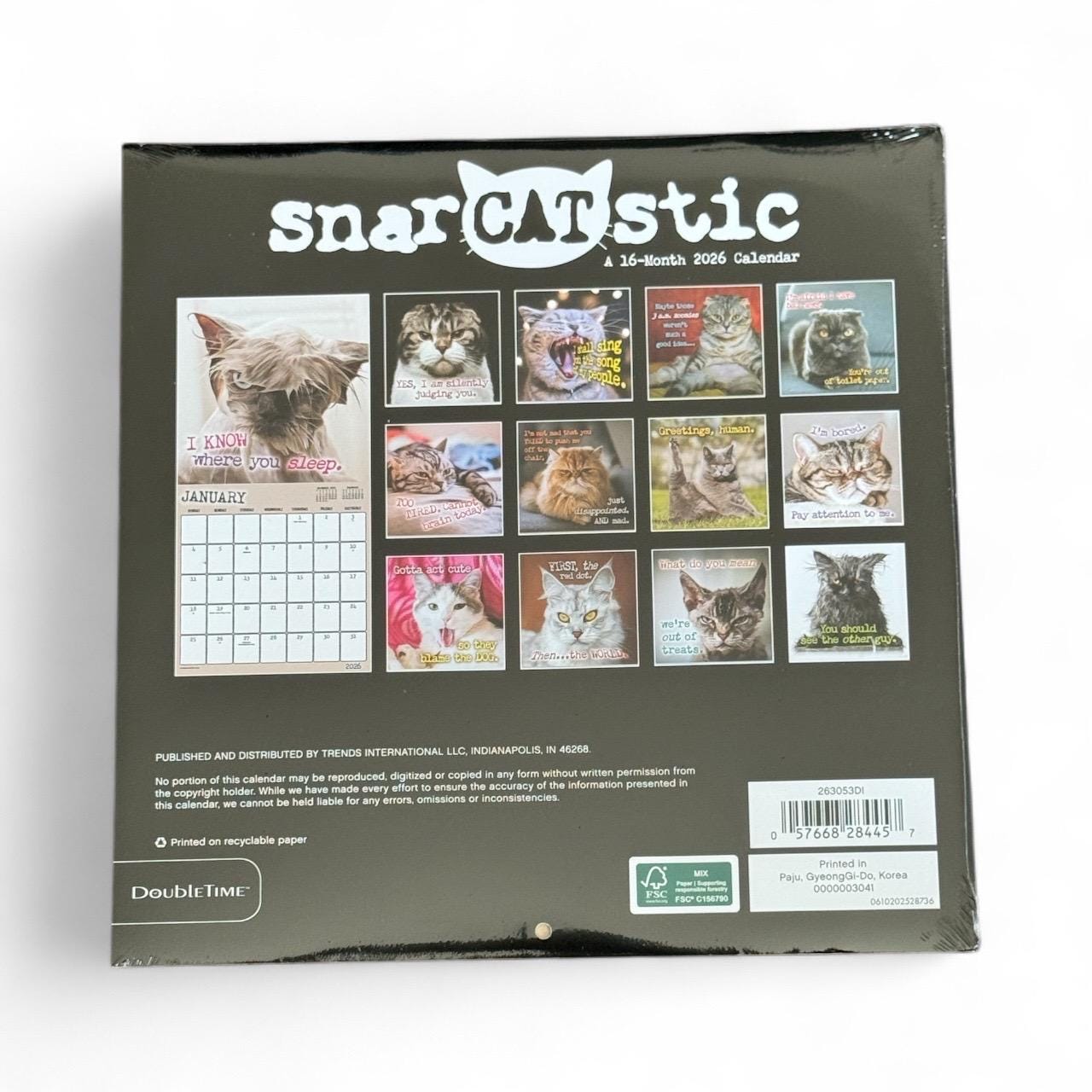 2026 Snar Cat Tastic Wall Calendar - 16-Month Funny Cat Theme